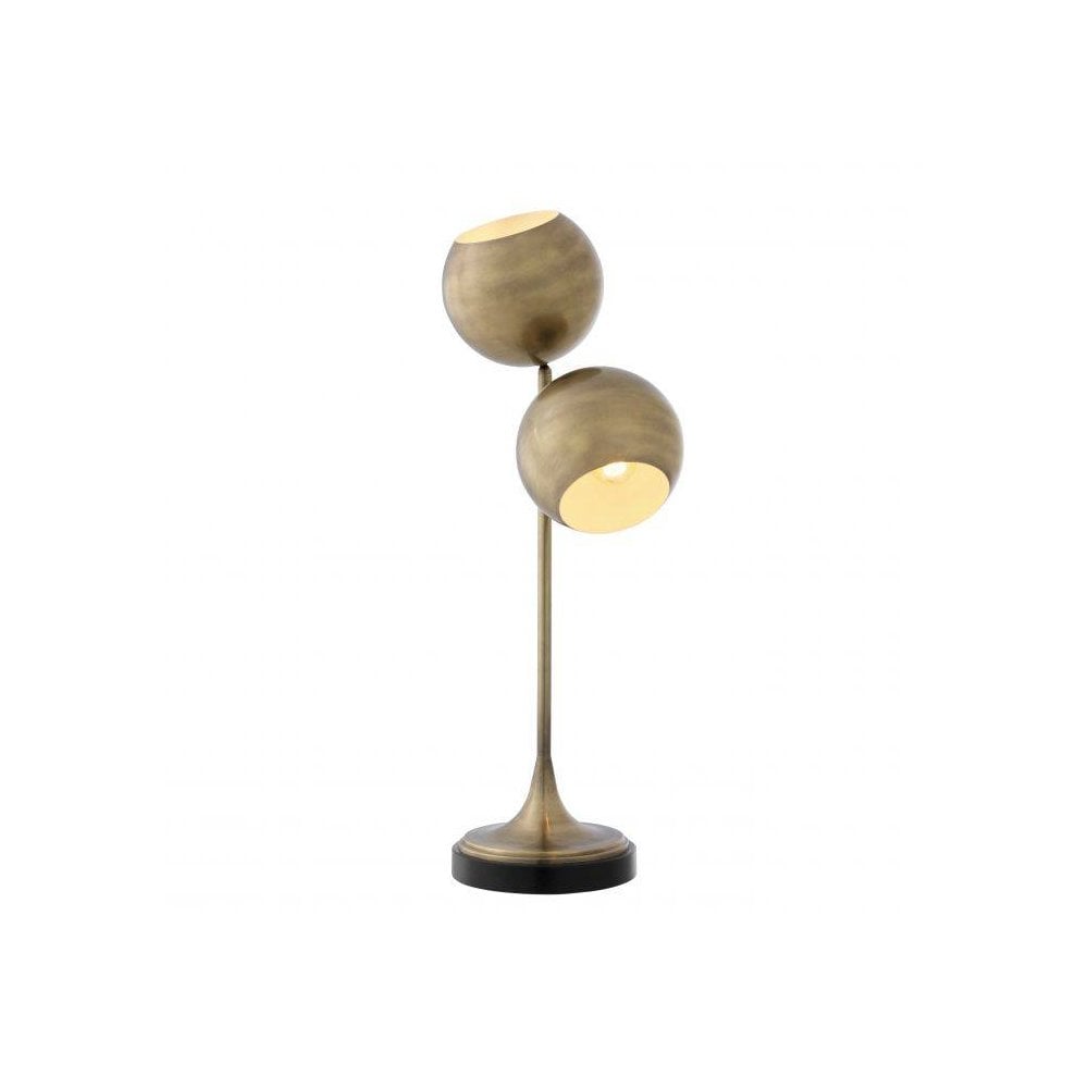 Table Lamp Compton, Antique Brass Finish, Black Granite Base