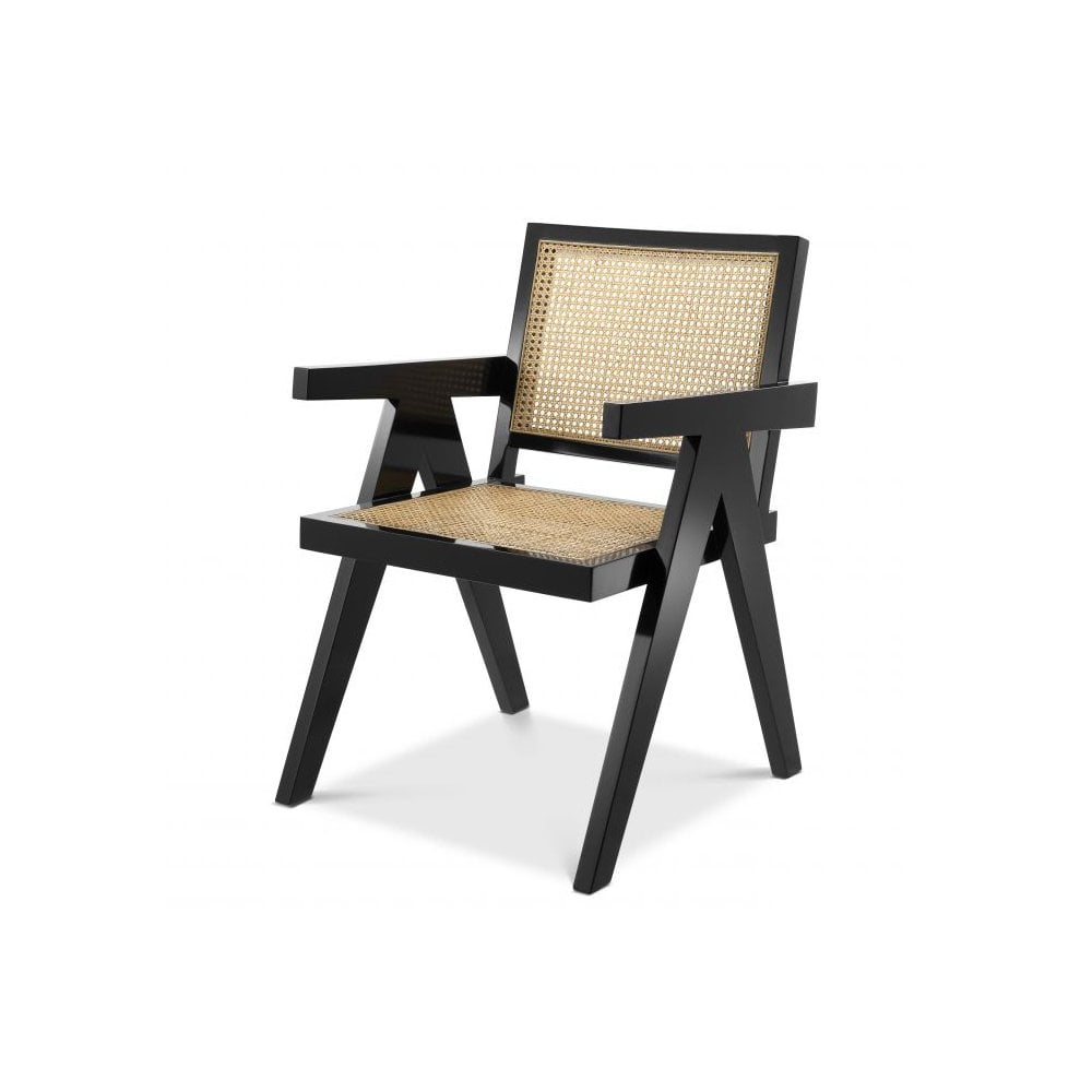 Dining Chair Adagio, Black Finish, Natural Cane