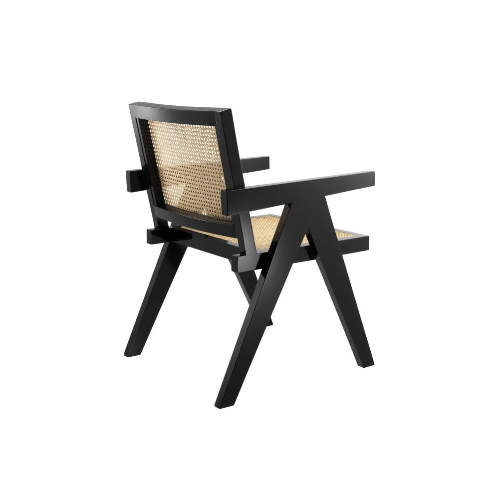 Dining Chair Adagio, Black Finish, Natural Cane