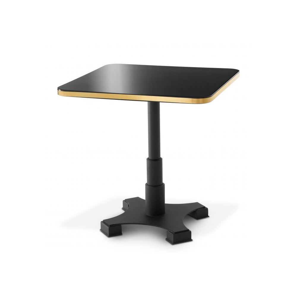 Dining Table Avoria Square, Black Finish, Shiny Black Top