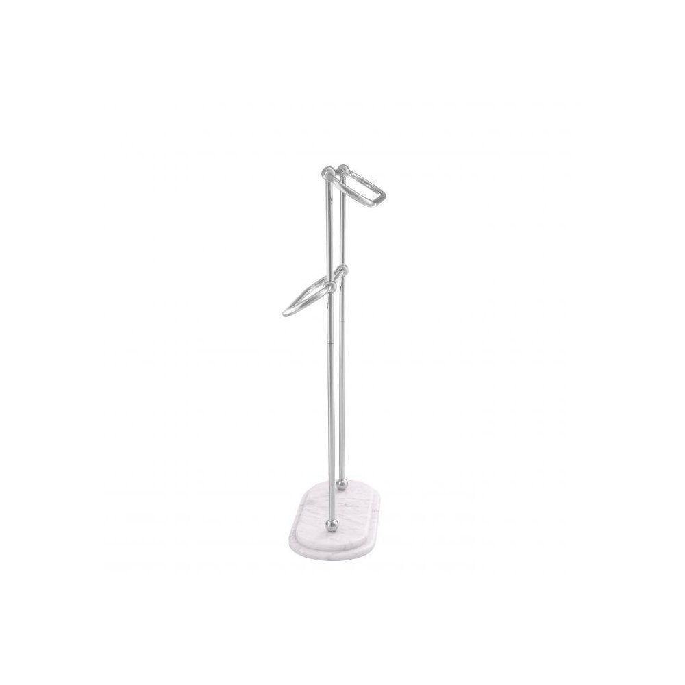 Towel Rack Lowell S, Polished Stainless Steel, White Marble Base