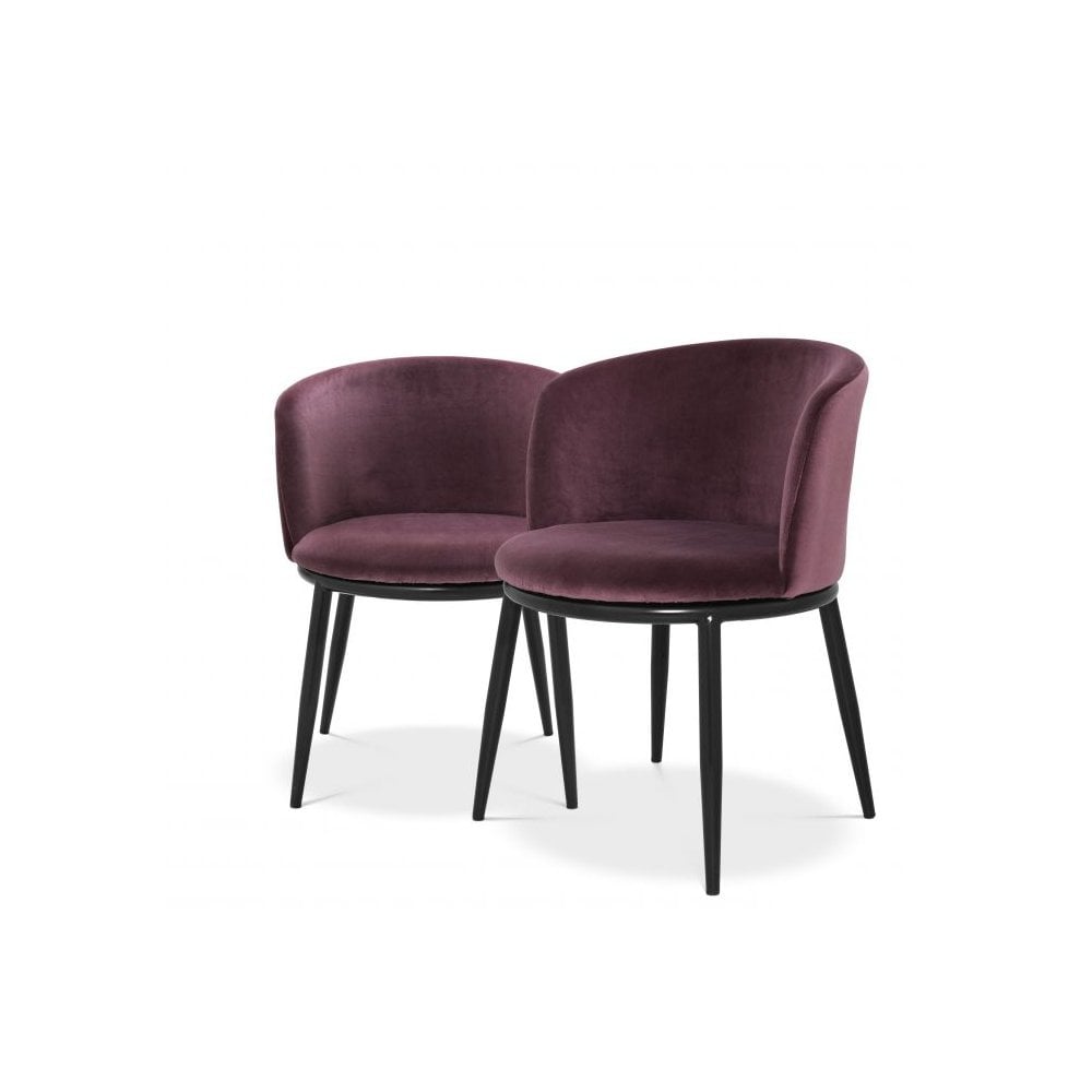 Dining Chair Filmore set of 2, Cameron Purple, Black Legs