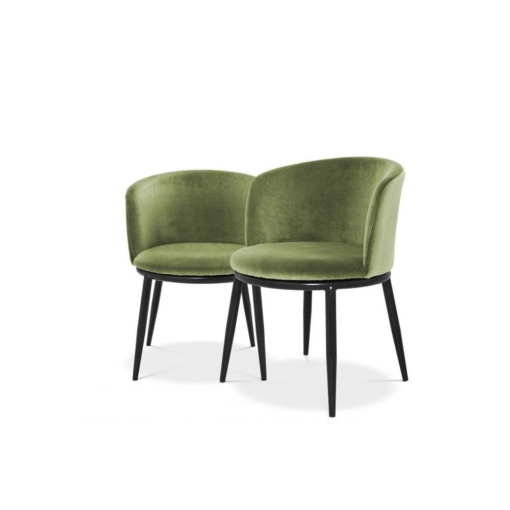 Dining Chair Filmore set of 2, Cameron Light Green, Black Legs