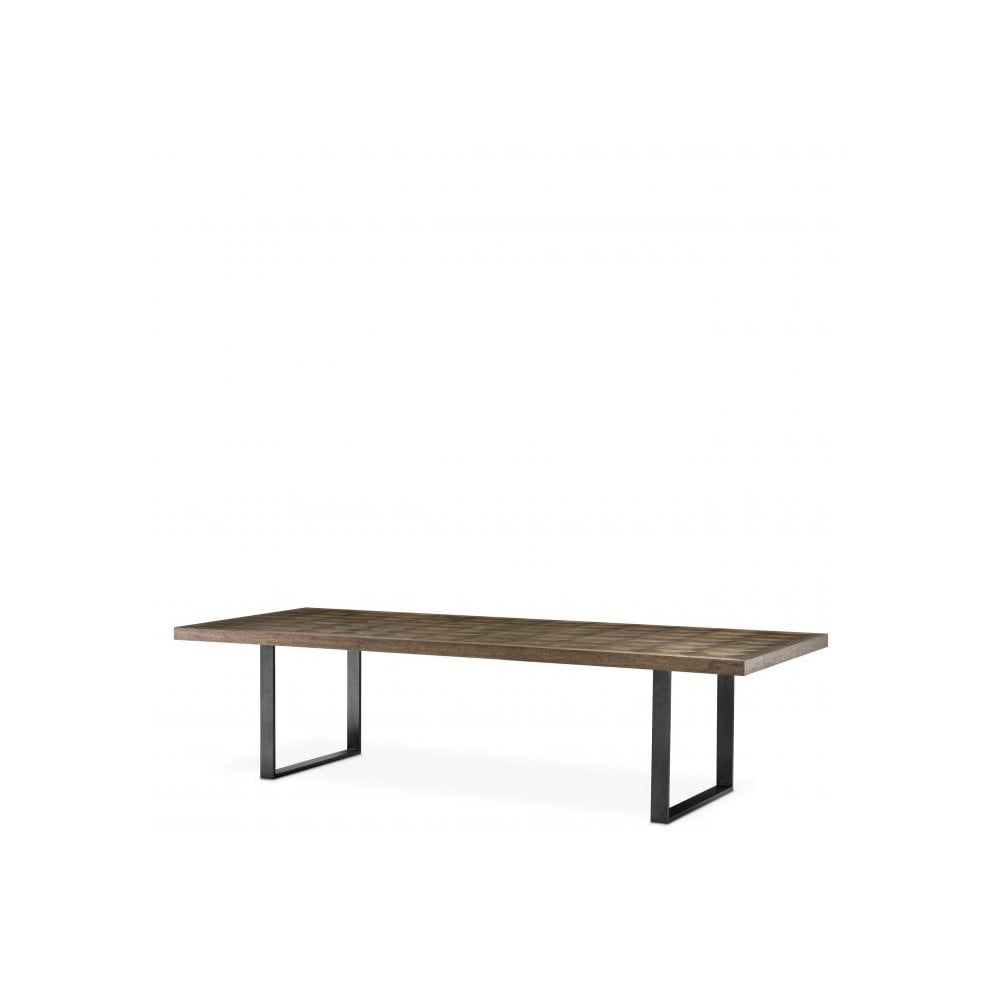 Dining Table Gregorio 300 cm, Oak Veneer, Bronze Finish