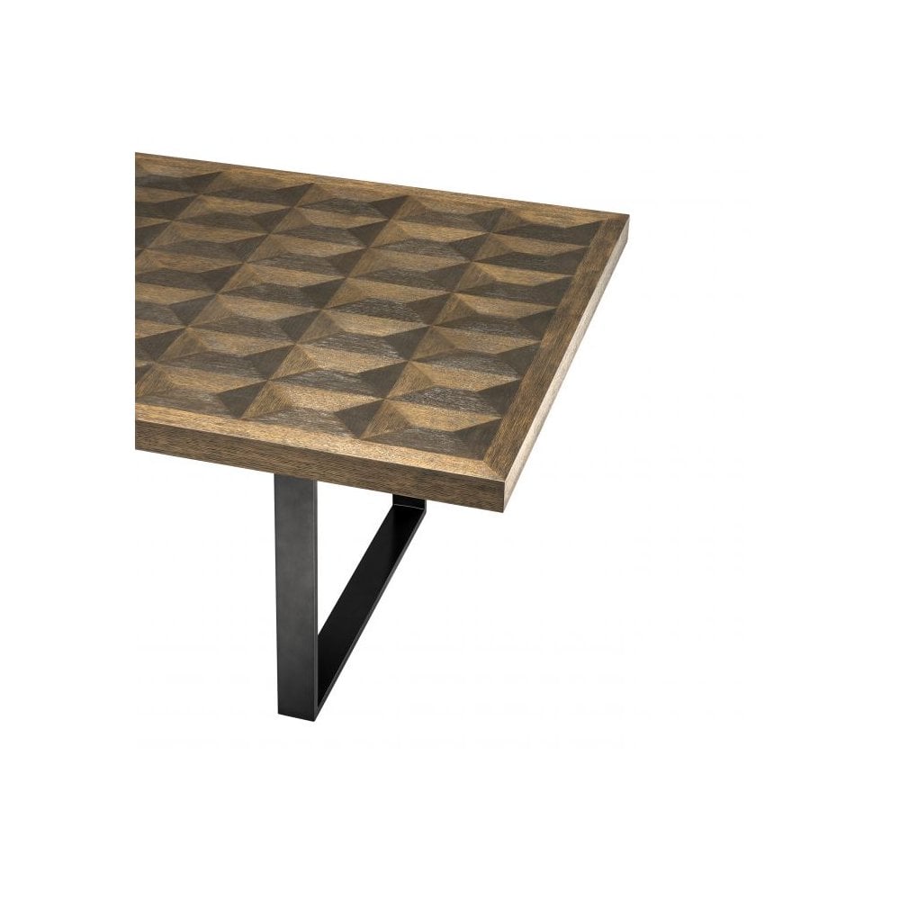 Dining Table Gregorio 300 cm, Oak Veneer, Bronze Finish