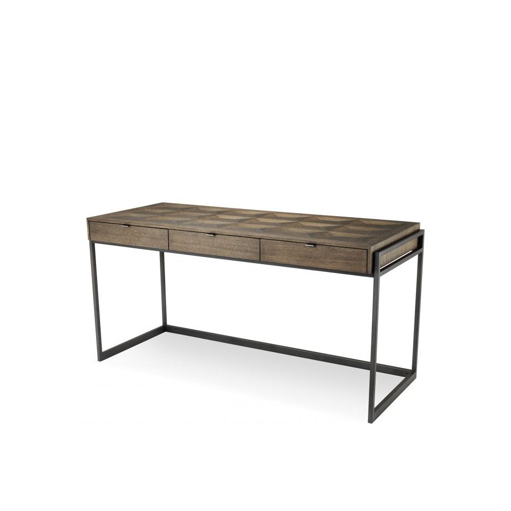 Desk Gregorio, Oak Veneer, Bronze Finish