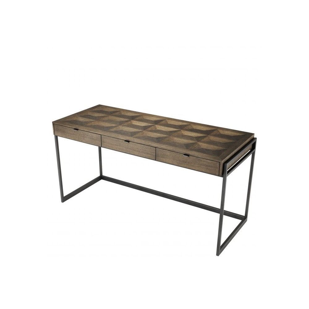 Desk Gregorio, Oak Veneer, Bronze Finish