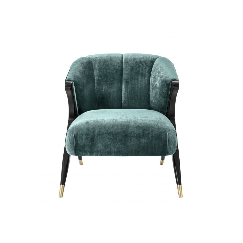 Chair Pavone, Aegean Green, Black & Brass Legs