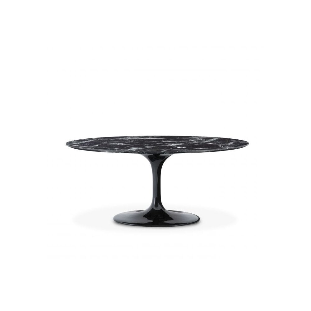 Dining Table Solo, Black Faux Marble, Black Base