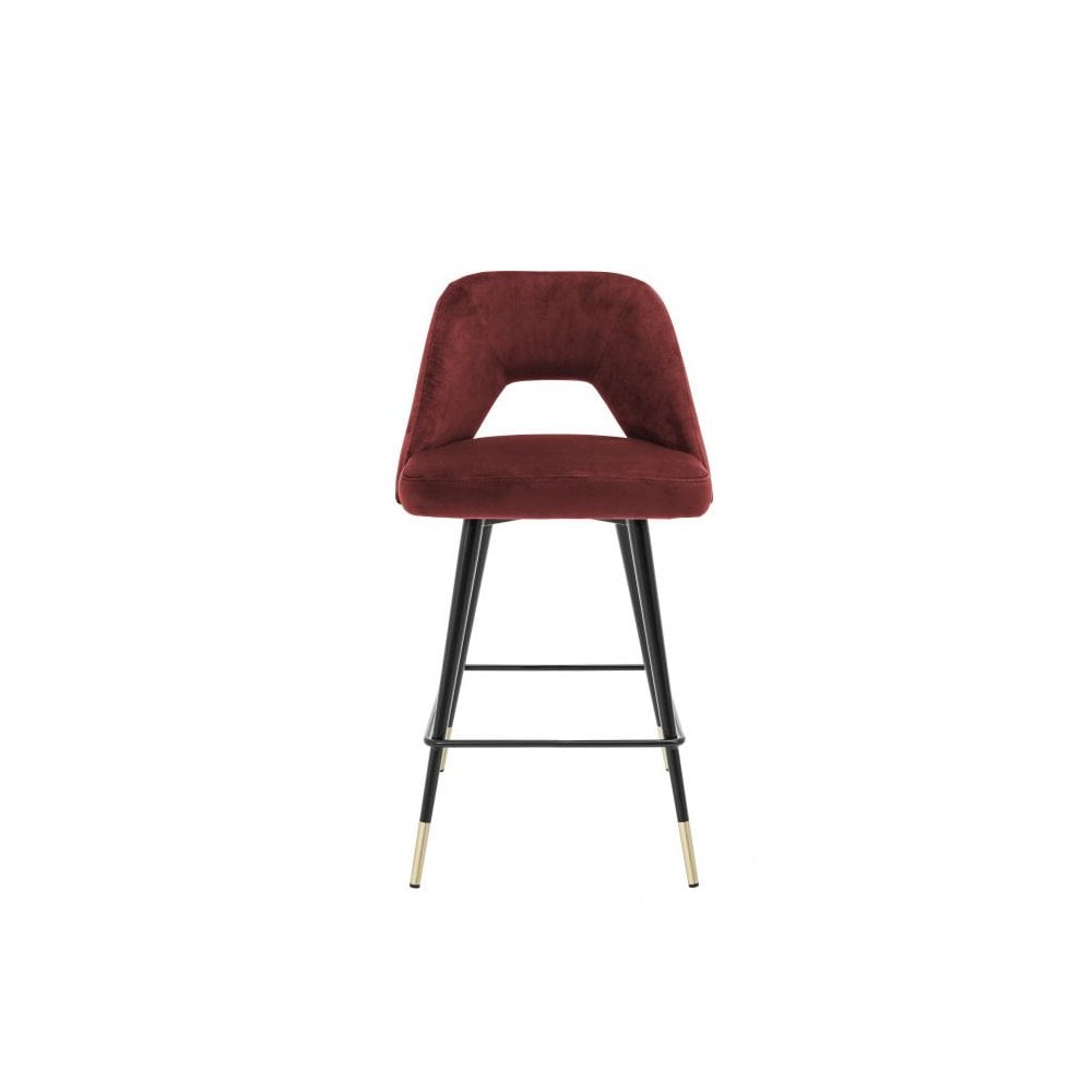 Counter Stool Avorio, Roche Bordeaux Velvet, Black & Brass Legs