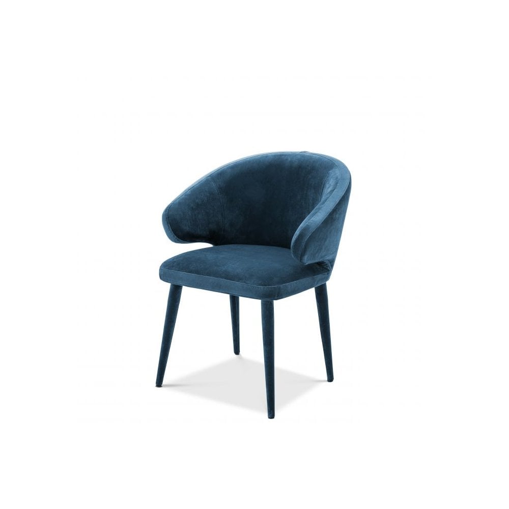 Dining Chair Cardinale, Roche Teal Blue Velvet, Upholstered Legs