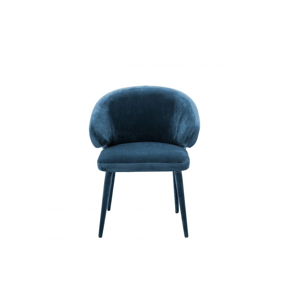 Dining Chair Cardinale, Roche Teal Blue Velvet, Upholstered Legs