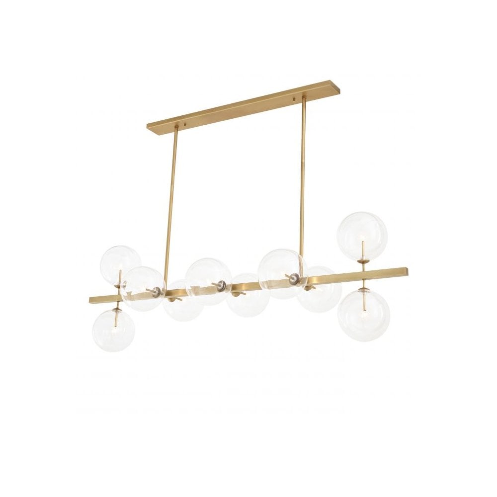 Chandelier Largo, Antique Brass Finish, Clear Glass