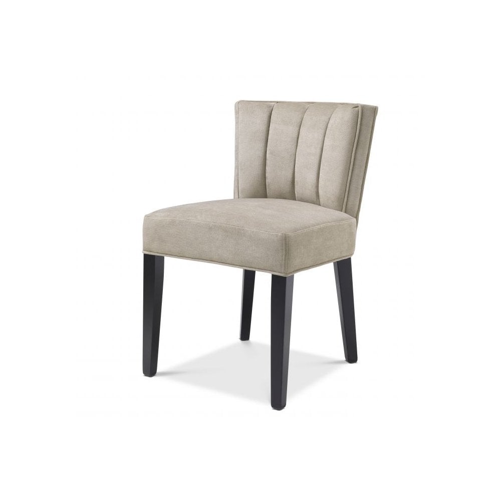 Dining Chair Windhaven, Greige Velvet, Black Legs