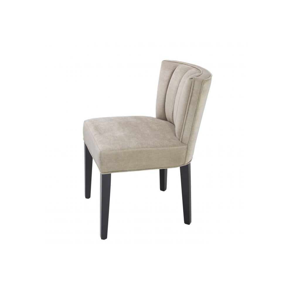 Dining Chair Windhaven, Greige Velvet, Black Legs