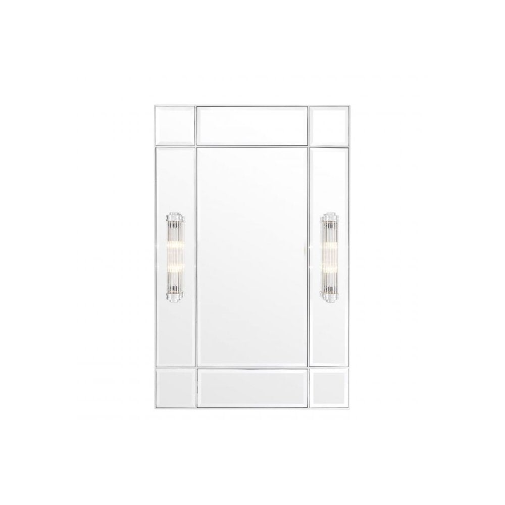 Mirror Beaumont with light, Nickel Finish, Bevelled Mirror Glass