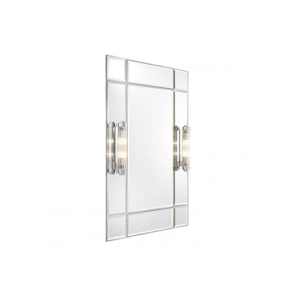 Mirror Beaumont with light, Nickel Finish, Bevelled Mirror Glass