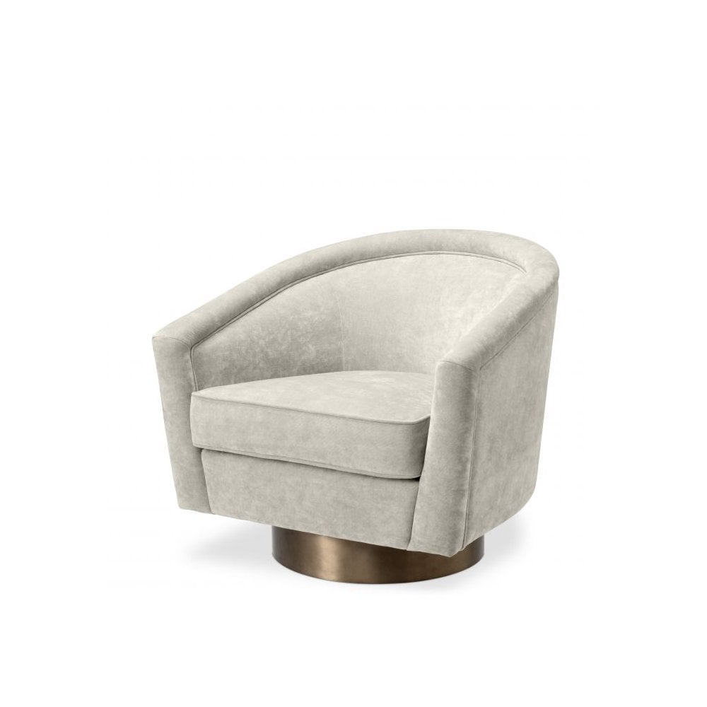 Swivel Chair Catene, Clarck Sand, Matte Gold Swivel Base