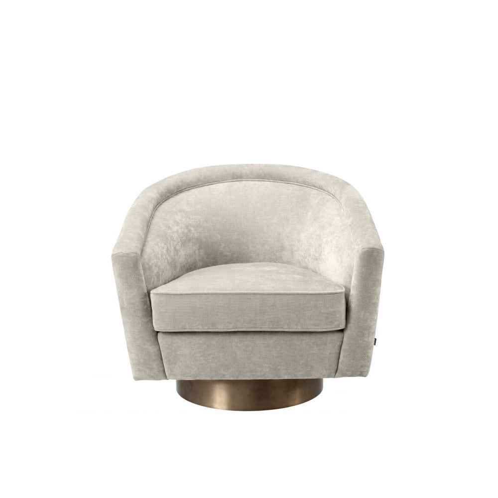 Swivel Chair Catene, Clarck Sand, Matte Gold Swivel Base