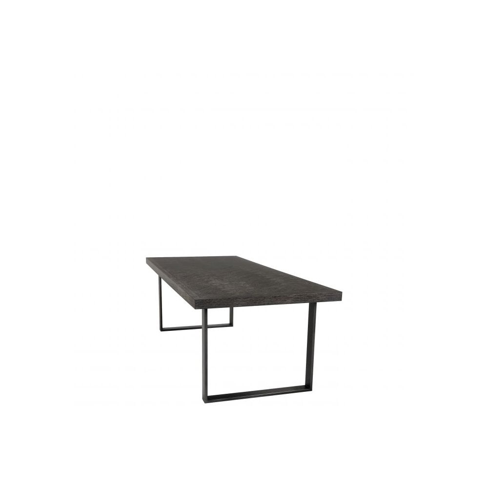 Dining Table Melchior 230 cm, Charcoal Oak Veneer, Bronze Finish