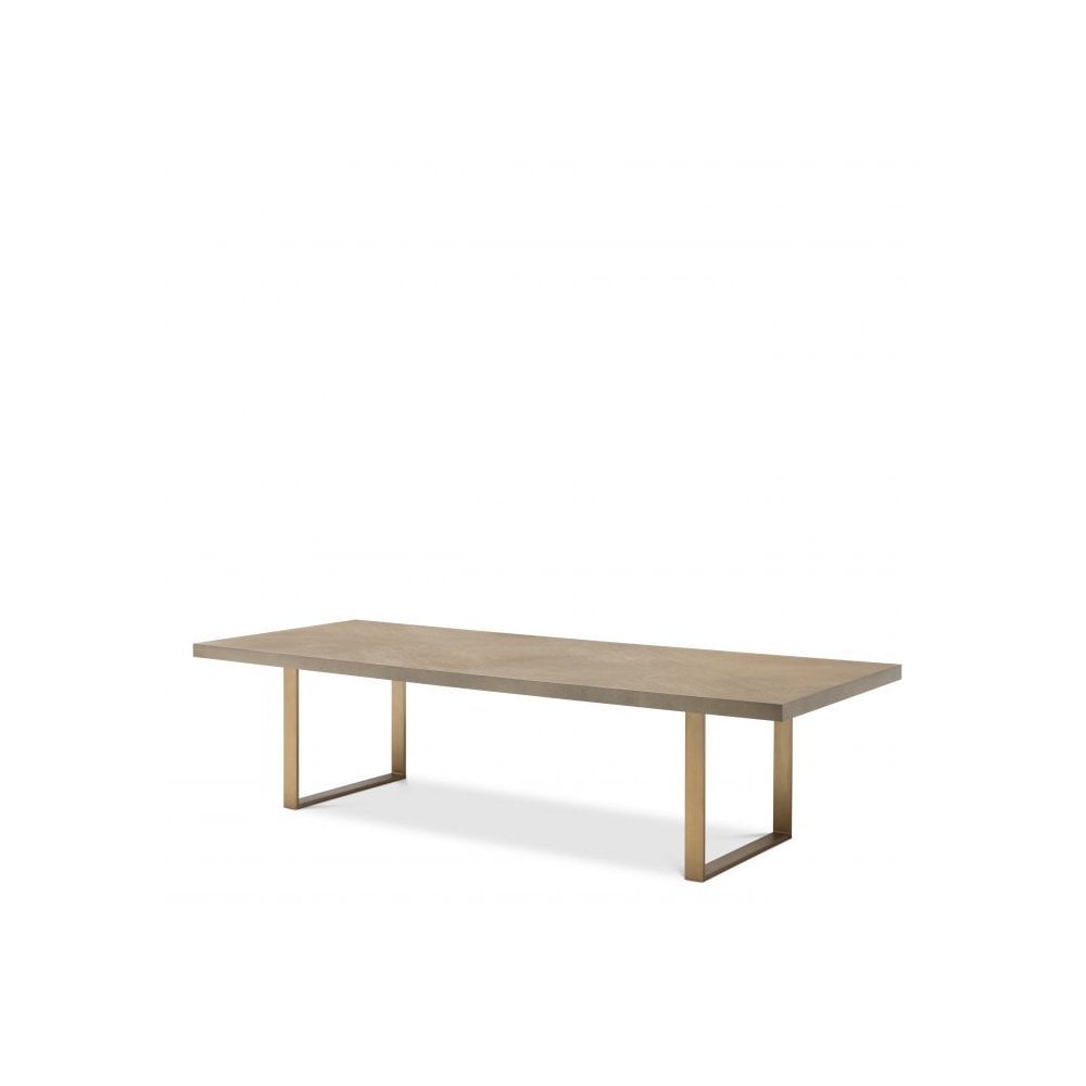 Dining Table Remington 300 cm, Washed Oak Veneer, Brushed Brass Finish