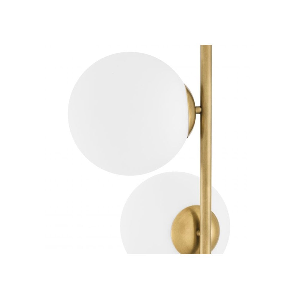 Floor Lamp Tempo, Antique Brass Finish, White Glass, Black Marble Base