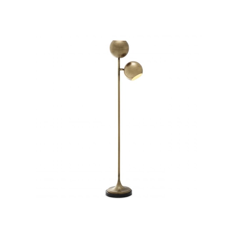 Floor Lamp Compton, Antique Brass Finish, Black Granite Base