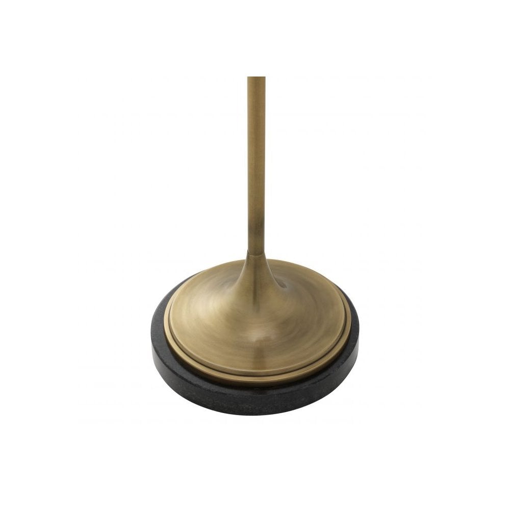 Floor Lamp Compton, Antique Brass Finish, Black Granite Base