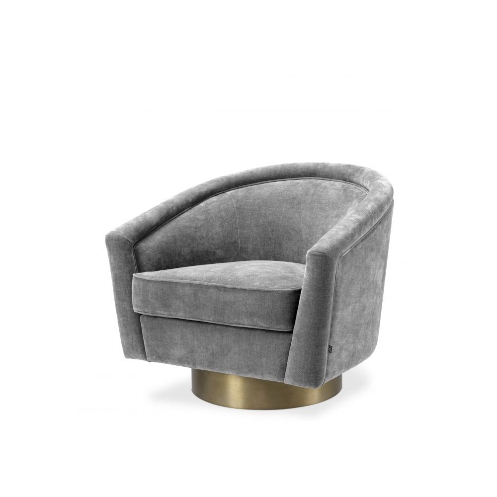 Swivel Chair Catene, Clarck Grey, Matte Gold Swivel Base