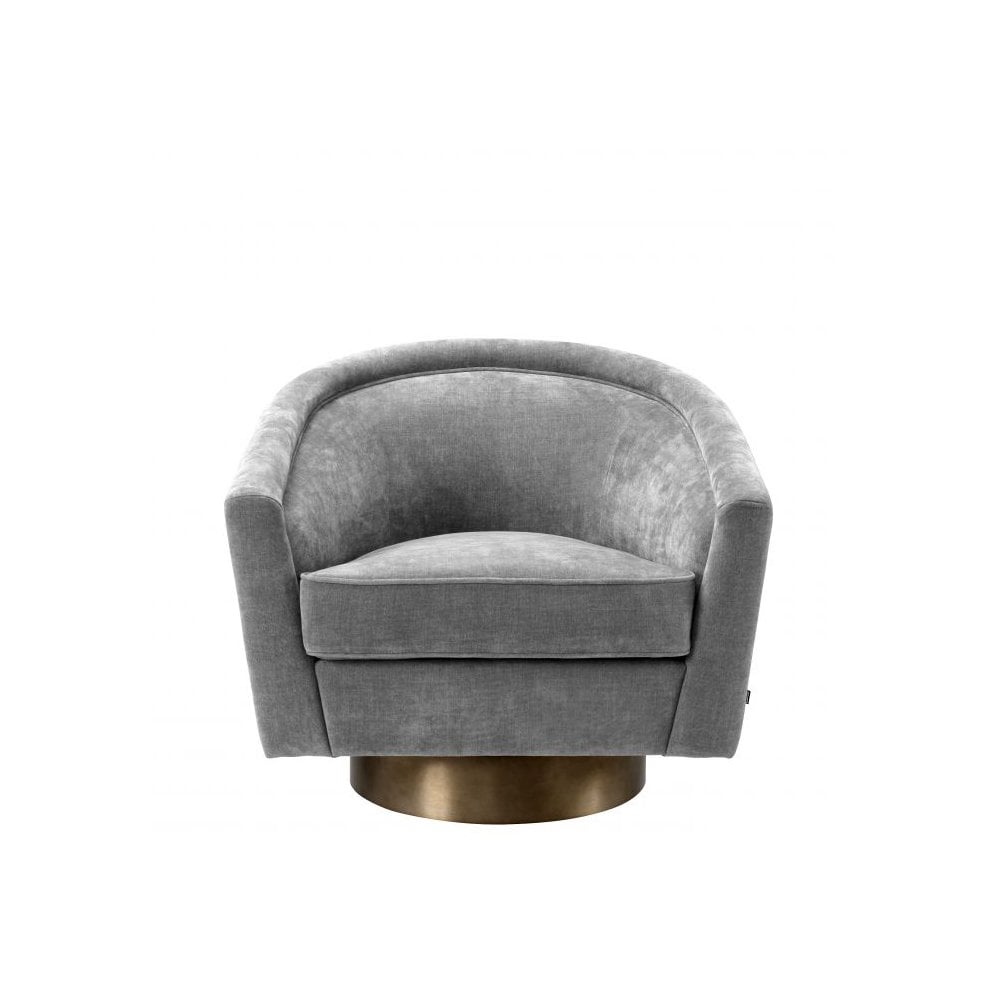 Swivel Chair Catene, Clarck Grey, Matte Gold Swivel Base