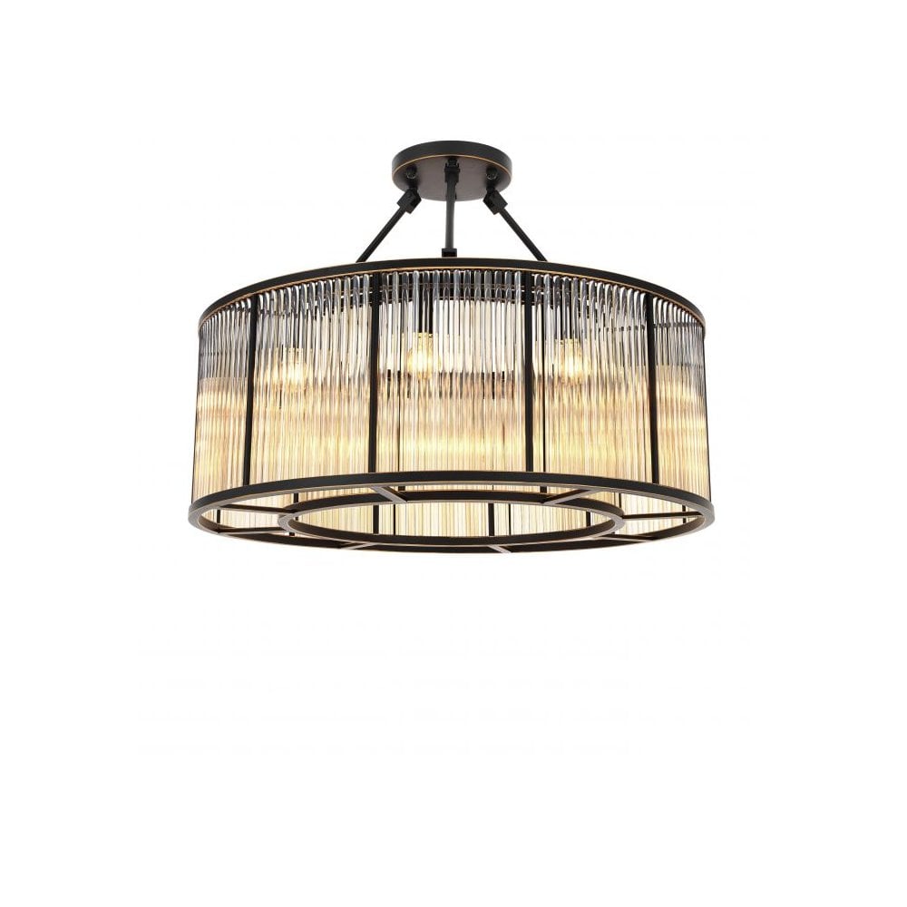 Ceiling Lamp Bernardi, Bronze Highlight Finish, Vintage Glass