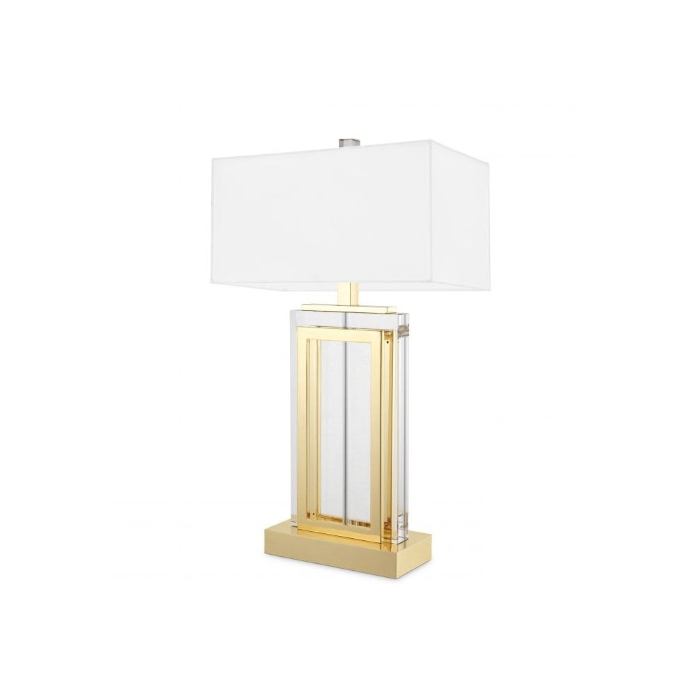 Table Lamp Arlington, Crystal Glass, Gold Finish