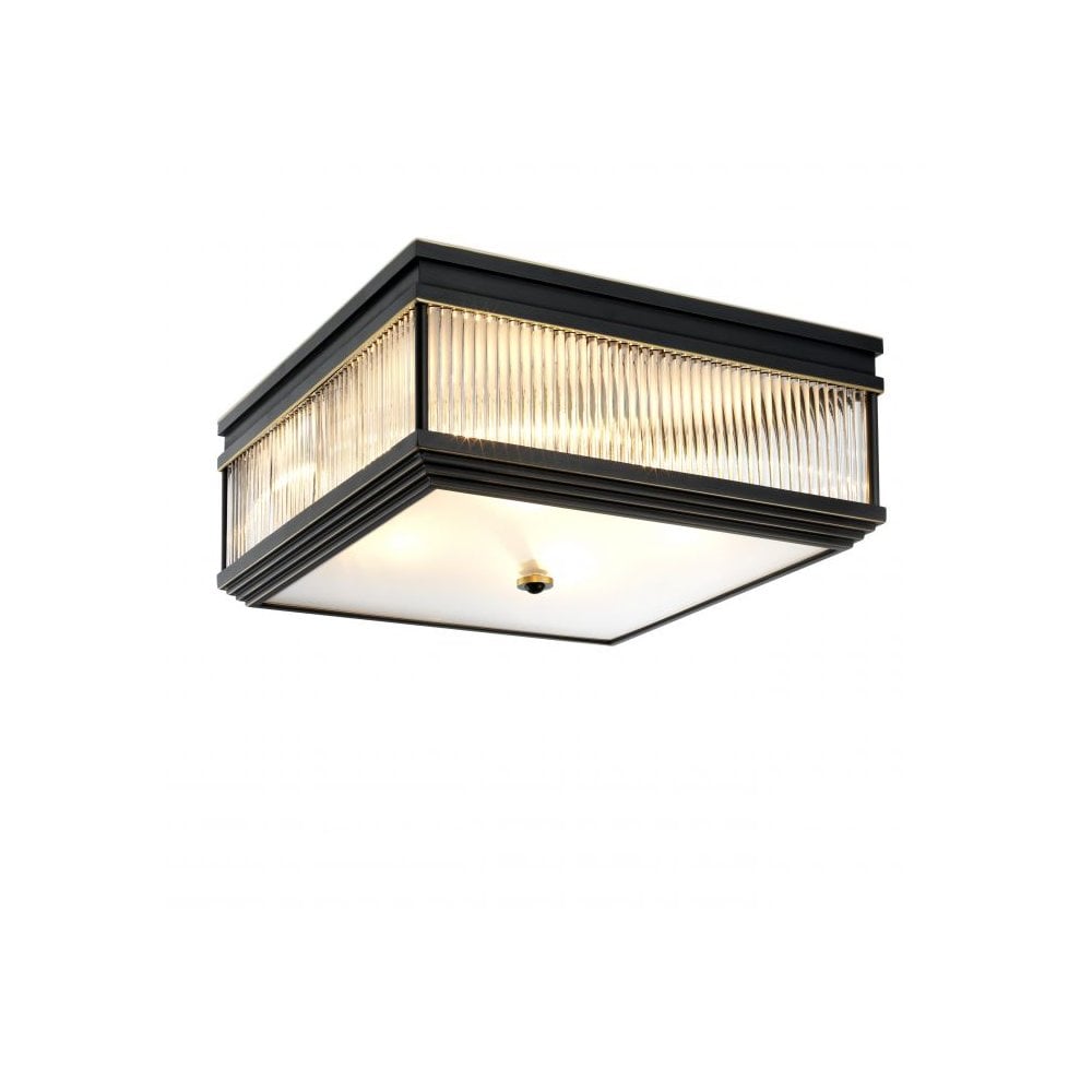 Ceiling Lamp Marly, Bronze Highlight Finish, Clear Glass, Frosted Glass