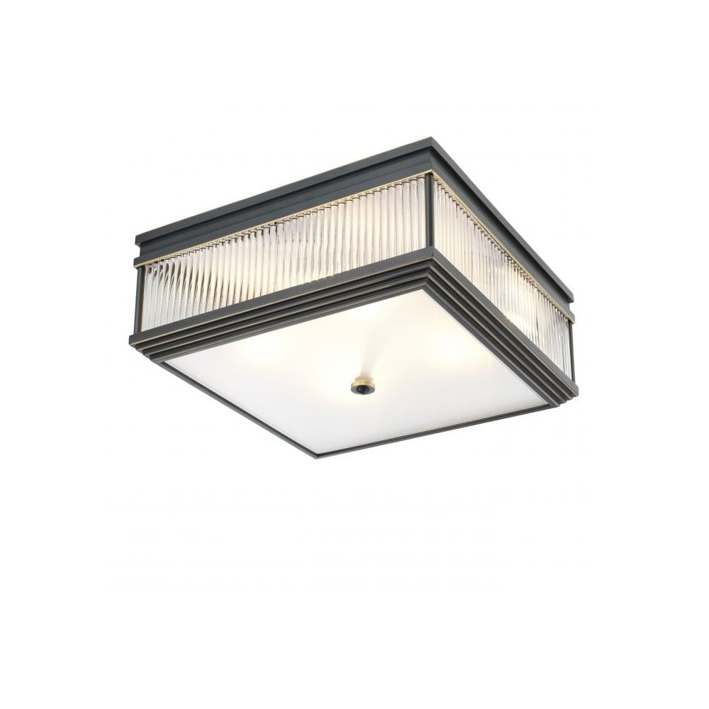 Ceiling Lamp Marly, Bronze Highlight Finish, Clear Glass, Frosted Glass