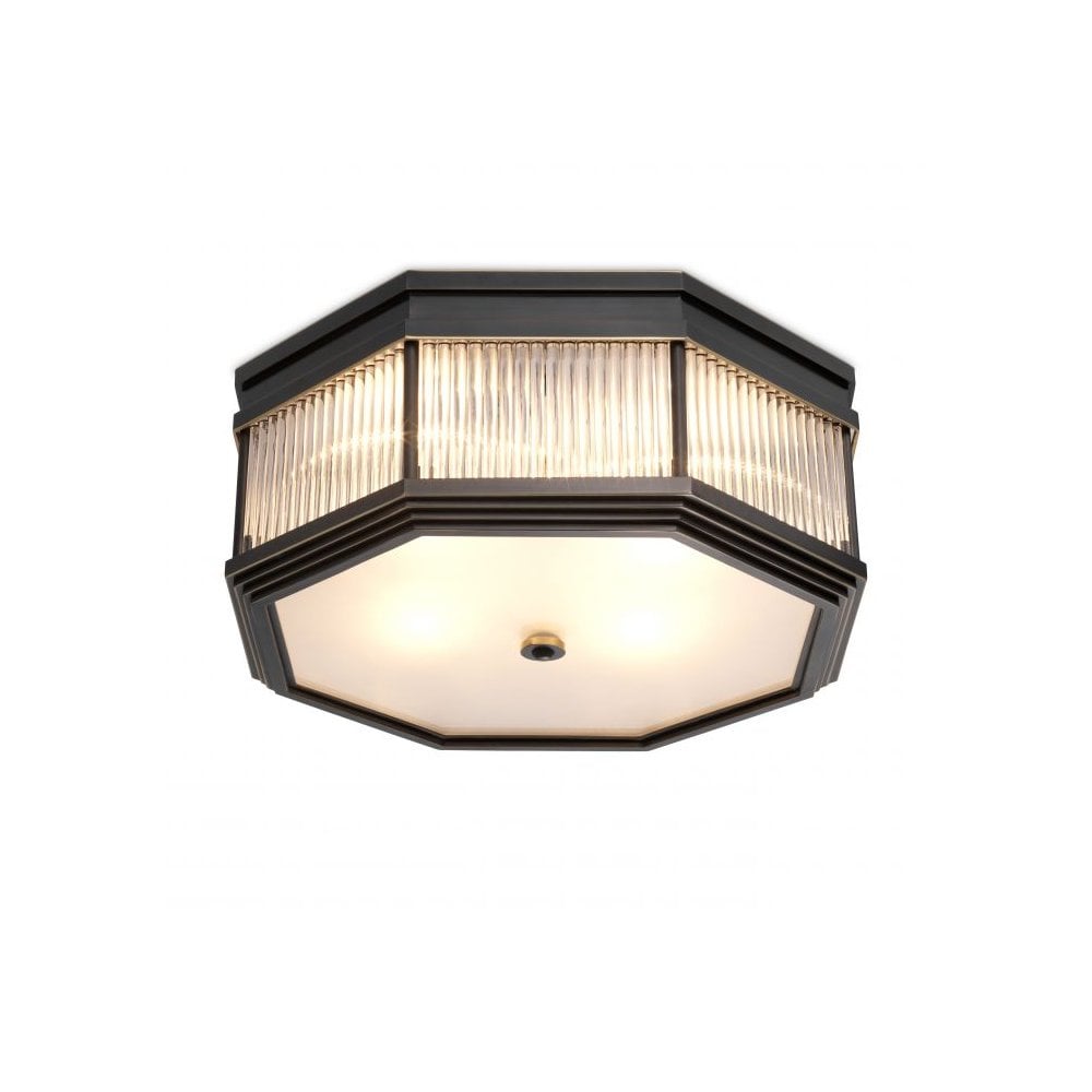 Ceiling Lamp Bagatelle, Bronze Highlight Finish, Clear Glass, Frosted Glass