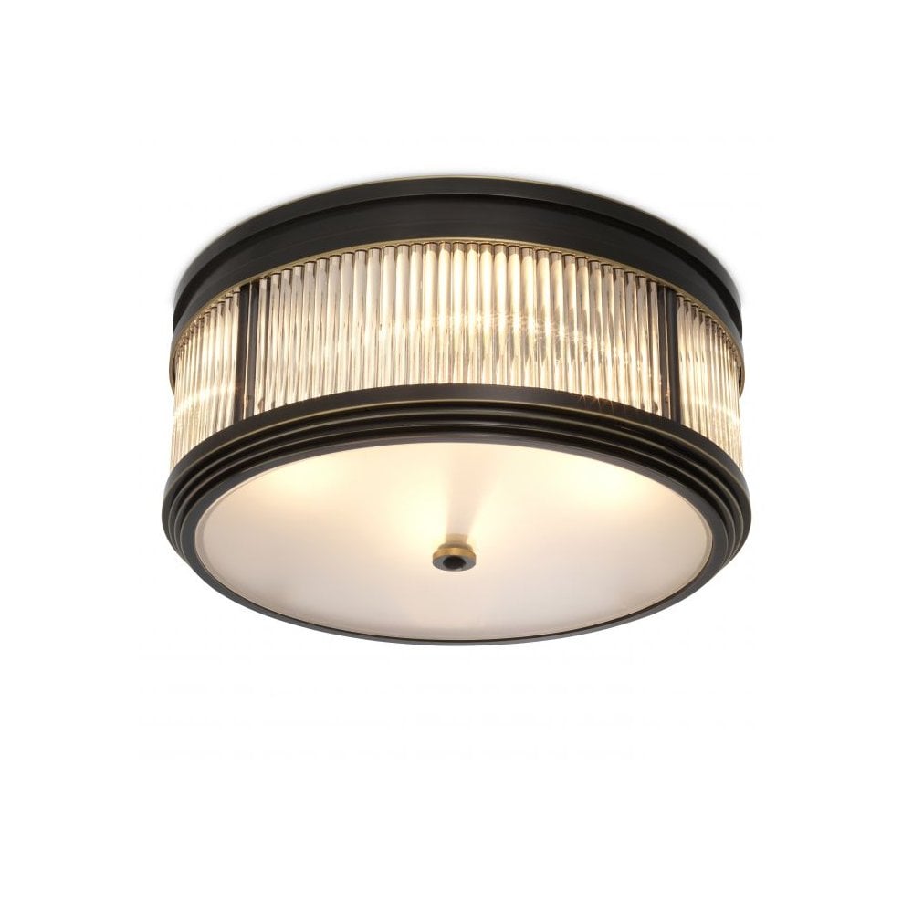 Ceiling Lamp Rousseau, Bronze Highlight Finish, Clear Glass, Frosted Glass