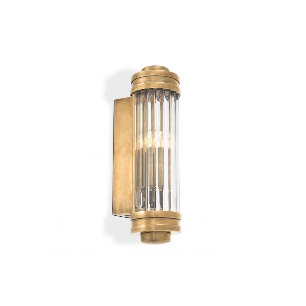 Wall Lamp Gascogne XS, Vintage Brass Finish, Clear Glass