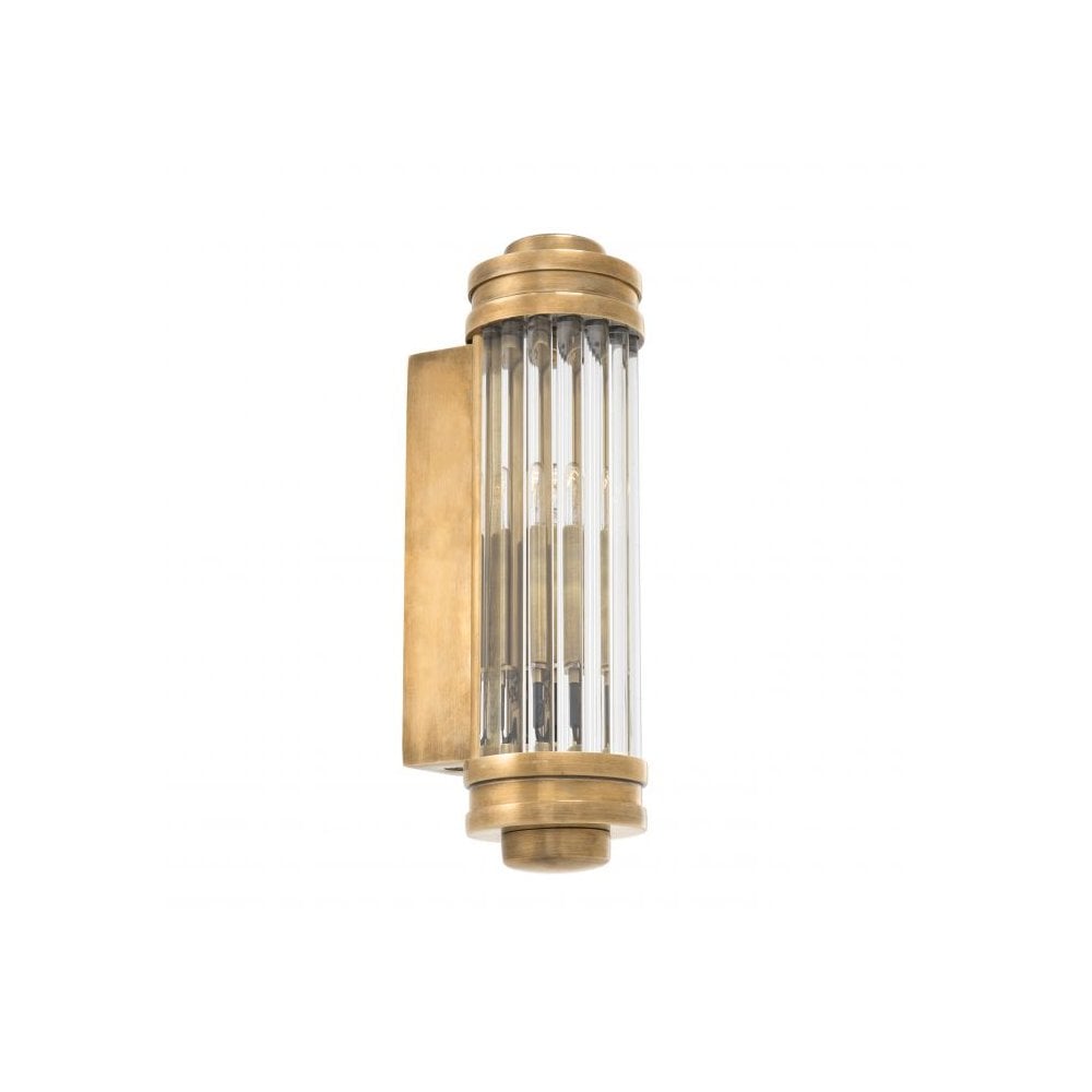 Wall Lamp Gascogne XS, Vintage Brass Finish, Clear Glass