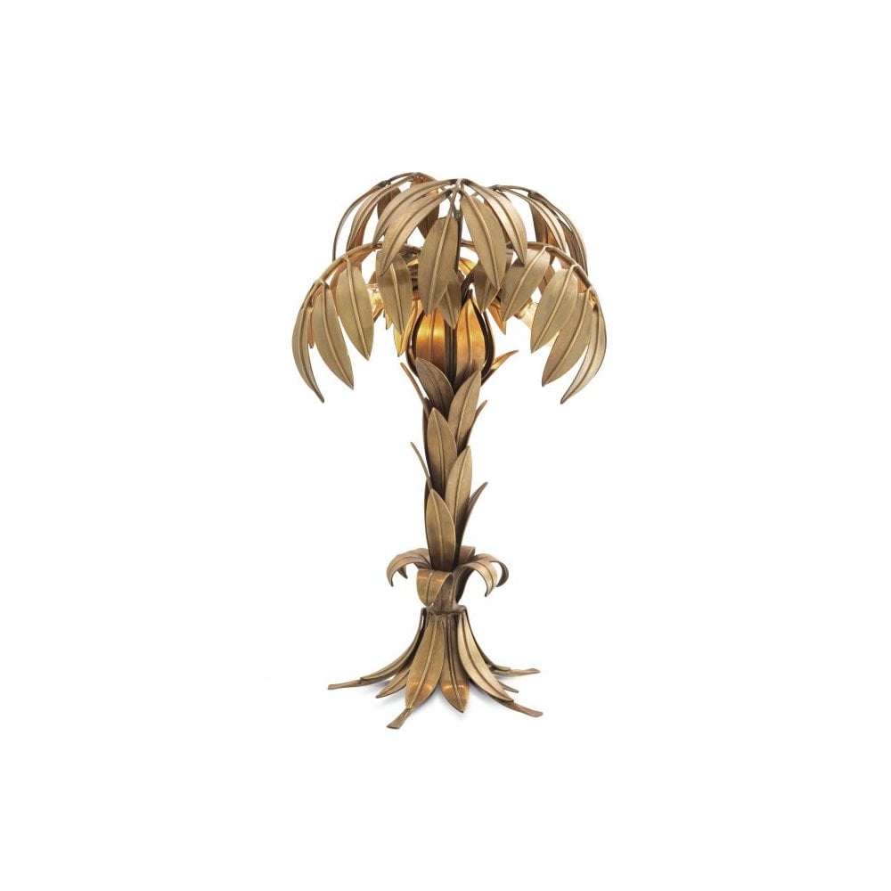 Table Lamp Hollywood Palm, Vintage Brass Finish