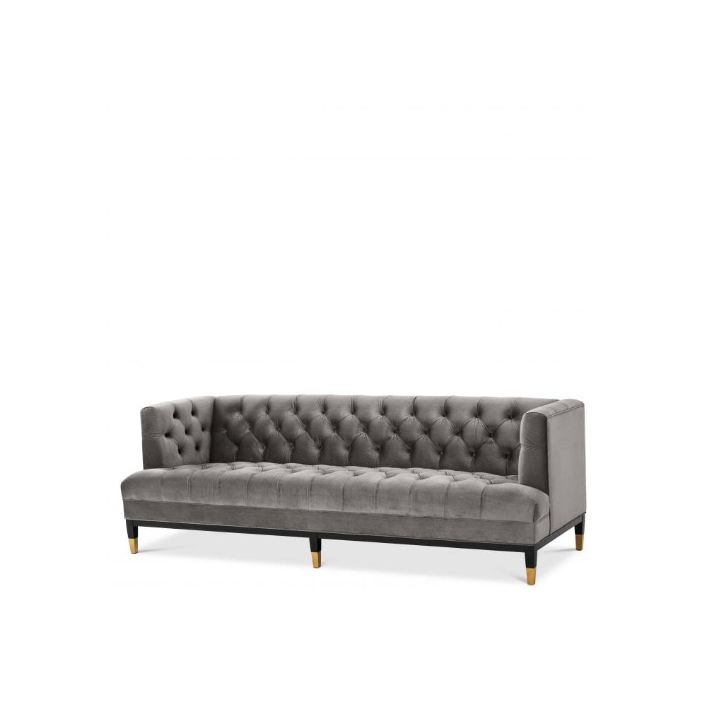 Sofa Castelle, Roche Porpoise Grey Velvet, Black & Brass Legs