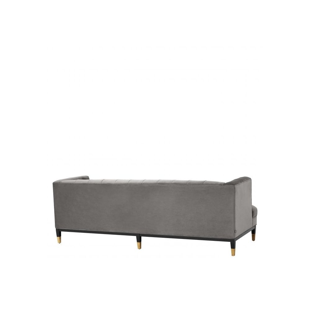 Sofa Castelle, Roche Porpoise Grey Velvet, Black & Brass Legs