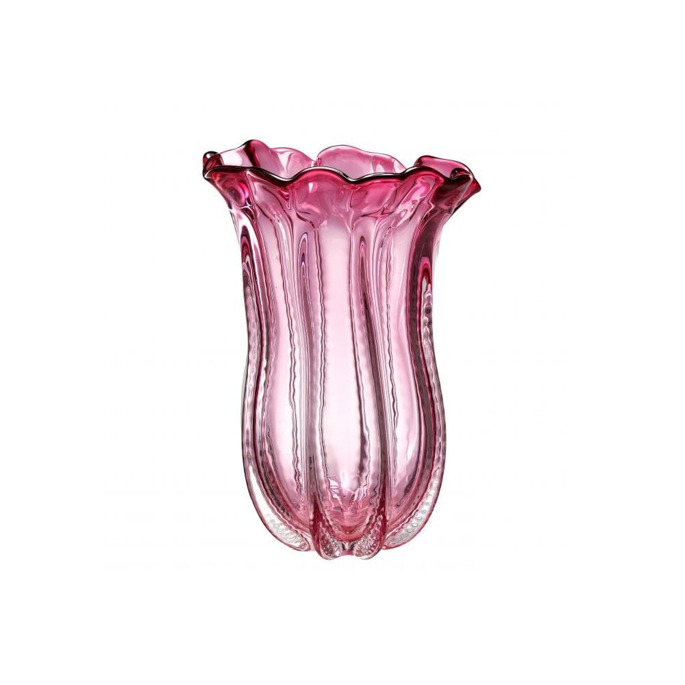 Vase Caliente L, Hand Blown Glass, Pink Colour