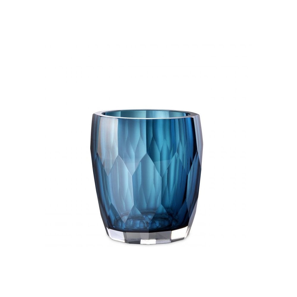 Vase Marquis, Hand Cut Glass, Blue Colour