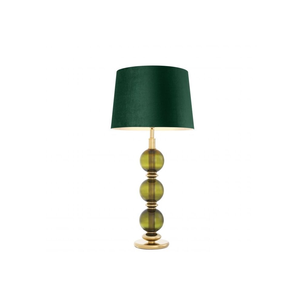 Table Lamp Fondoro, Hand Blown Green Glass, Gold Finish