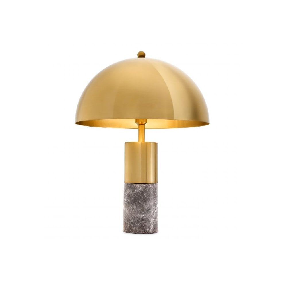 Table Lamp Flair, Grey Marble, Brass Finish