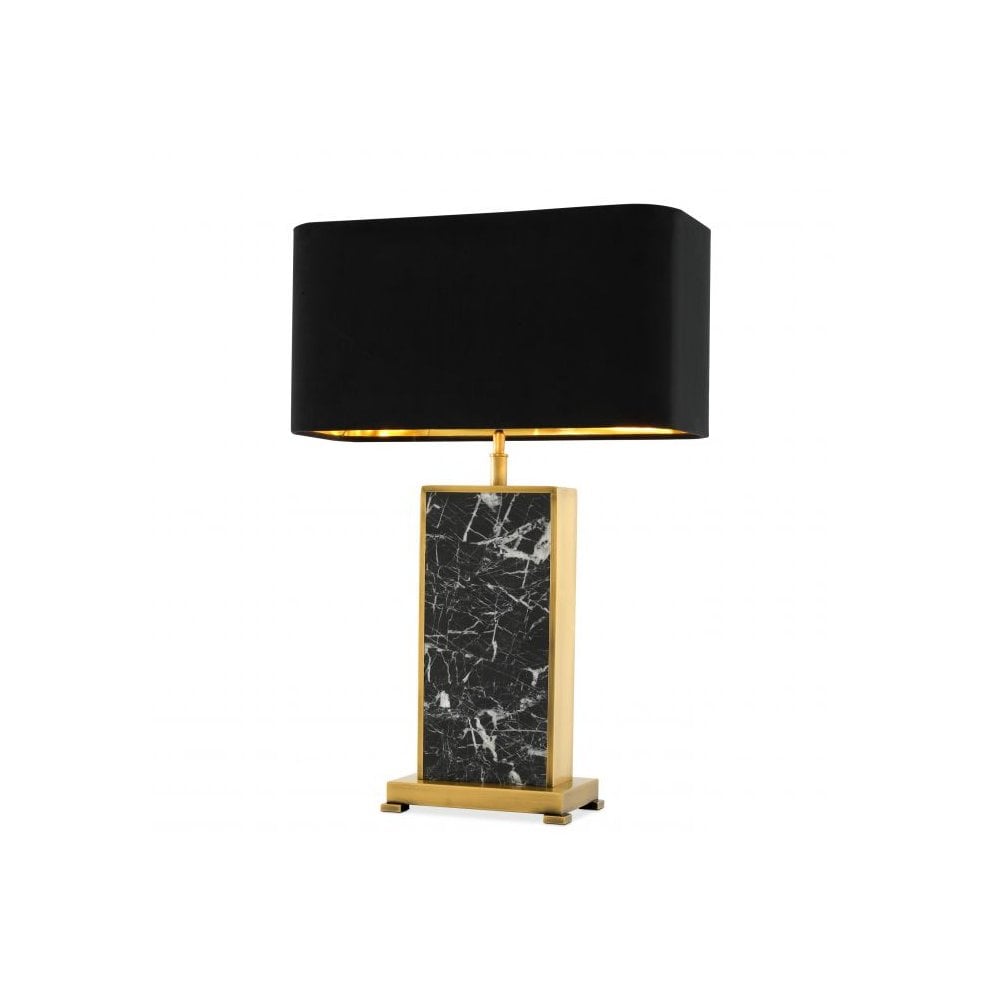 Table Lamp Arrive, Black Marble, Antique Brass Finish