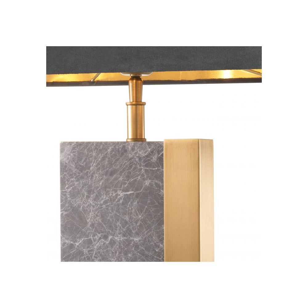 Table Lamp Pietro, Grey Marble, Antique Brass Finish