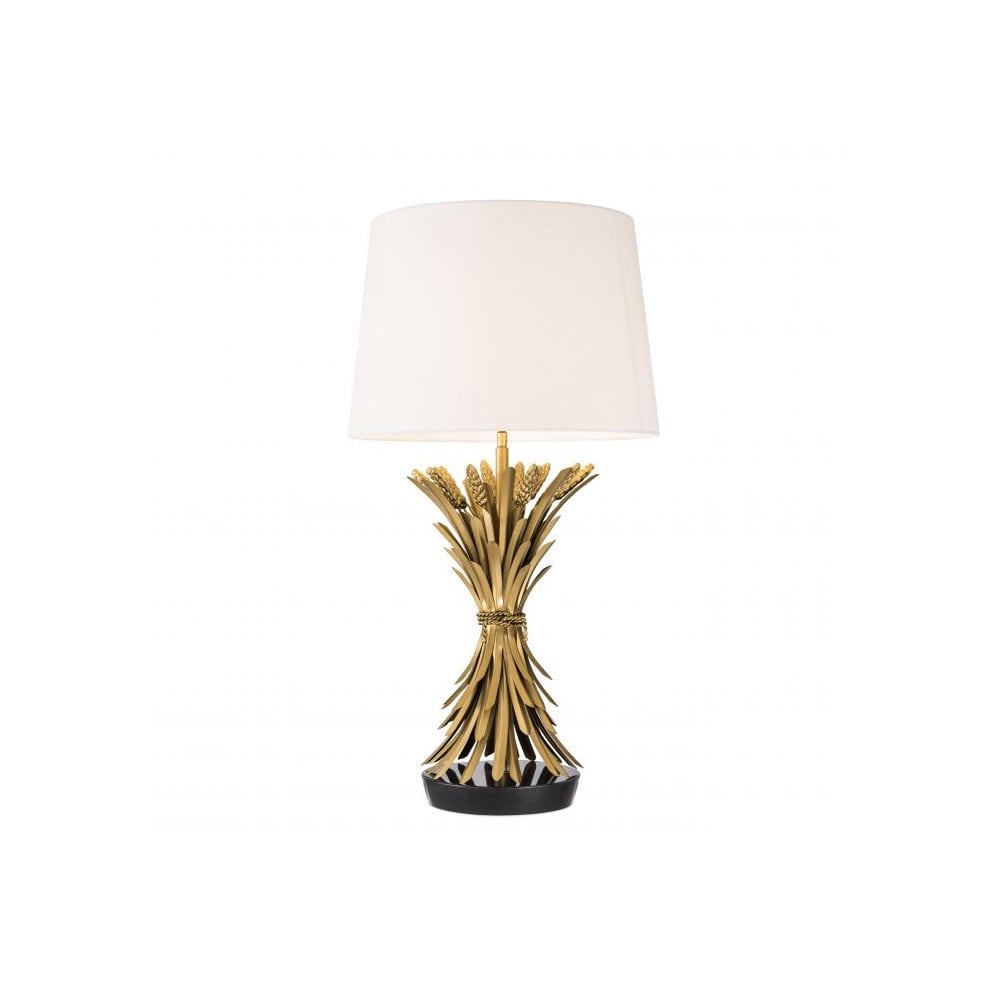 Table Lamp Bonheur, Antique Gold Finish, Black Granite Base