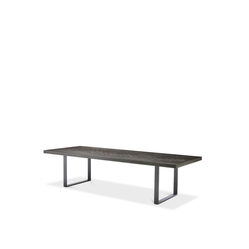 Dining Table Melchior 300 cm, Charcoal Oak Veneer, Bronze Finish