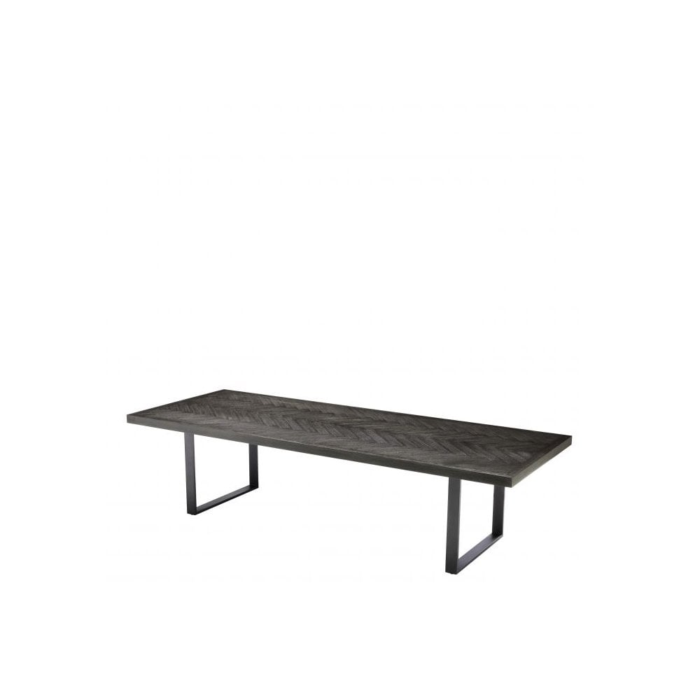 Dining Table Melchior 300 cm, Charcoal Oak Veneer, Bronze Finish